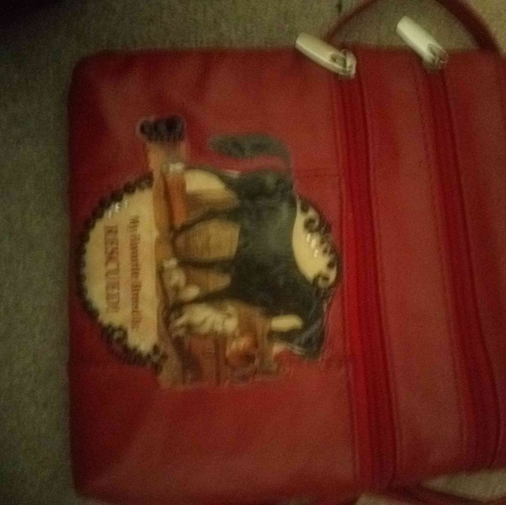 Genuine Red Leather Horse Purse